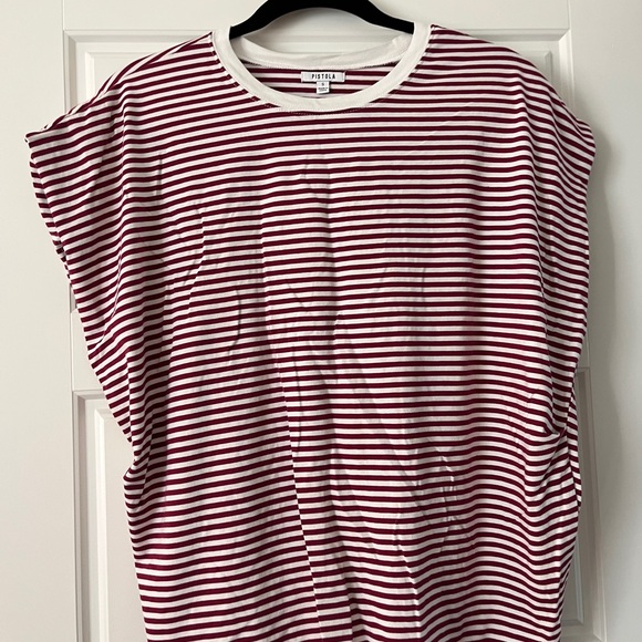 Pistola Maroon and White Striped Tee - Picture 2 of 2